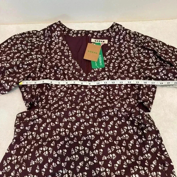 Boden Cut Out Midi Tea DressDark Burgundy, Sweet Daisy Size 10P - Picture 9 of 12